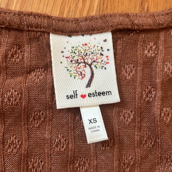 Cute brown tie up crop top from macys - Picture 2 of 3